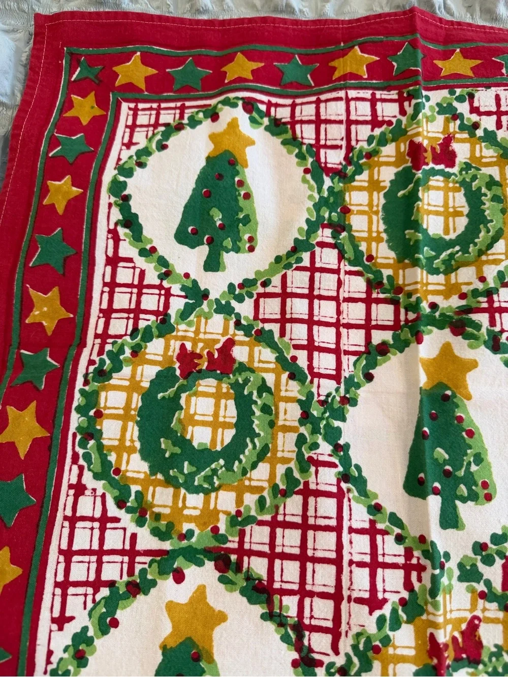 Festive Red & Green Christmas Tree pomegranate cloth napkins